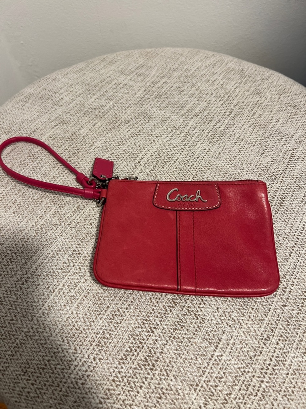 Coach Red Leather Wristlet Clutch with Removable Strap